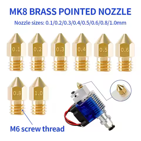 5pcs MK8 Nozzles 3D Printter Extruder Brass Nozzles for Ender 3 Ender 5 Anet A8 Makerbot Creality CR