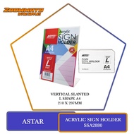 ASTAR ACRYLIC SIGN HOLDER SLANTED L SHAPE A4 SSA2880