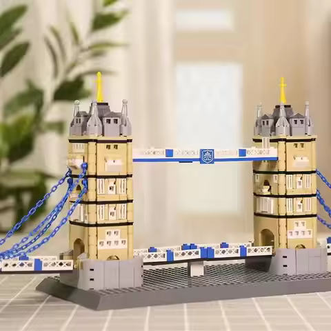 Moc World Landmark Architecture Series Twin Tower Bridge Building Blocks Educational Assembly Buildi