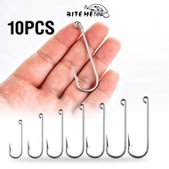 10Pcs Long Shank Jig Hooks 6#-11# Stainless Steel Aberdeen Fishing Hooks Strong Piercing Barbed Fish