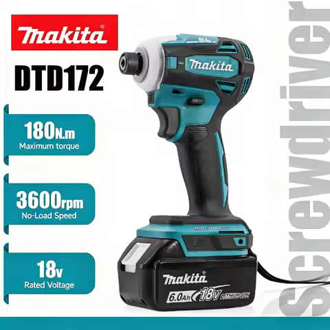 Makita DTD172 18V Cordless Impact Driver Brushless 180N.m 3600rpm Electric Drill Screwdriver LED Lig