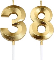 Gold 38th & 83rd Birthday Candles,Gold Number 38 83 Cake Topper for Birthday Decorations Party Decor