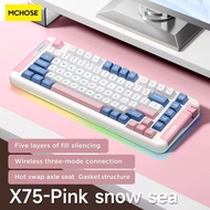MCHOSE X75คีย์บอร์ดแบบกลไกไร้สาย75% โครงสร้างปะเก็น RGB Hot Swappable แป้นพิมพ์ที่กำหนดเอง82คีย์พร้อ