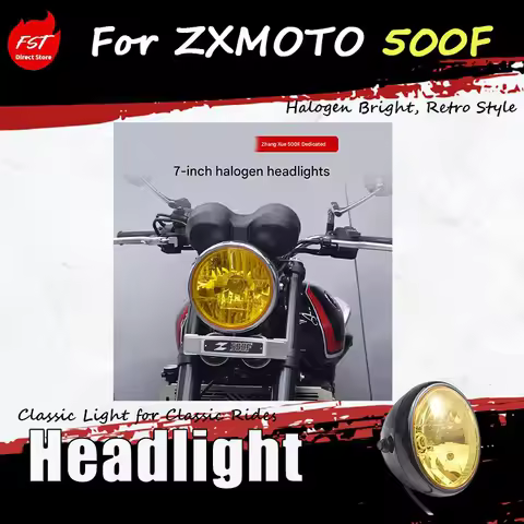 For ZXMOTO 500F, we offer a 7-inch halogen front lamp assembly with retro electroplated high-beam he