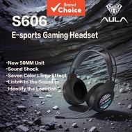 AULA S606 Gaming Headset RGB Lighting Noise-Canceling Mic Floating Headband Over-Ear Headphones Head