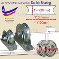 3''x29mm & 4''x29mm U-Sliding Gate Roller With Bracket / U-Roda Geser Pagar Pintu Besi