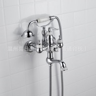 HY-D French Retro Brass Electroplating Wall-Mounted Shower Head Set Gold Simple Bathtub Phone with Ceramic Faucet FIKV