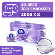 [Bundle of 2/3] Vinda Prestige 3 Ply 4D-Deco Embossed Toilet Paper Roll (200sx8 Rolls)