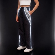 LEOPARD PANTS Leopard Long Pants Baggy Pants Leopard Side Line Track Pants - Black BAGGY LEOPARD