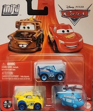 Disney Cars Mini Racers 3 Pack Sponsored by Dino Rotor Turbosky, Dinoco Cruz Ramirez, Dinoco Lightni