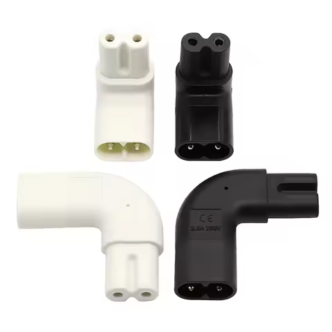 1pcs Right Angled C7 Female To C8 Male AC Power Adapter Converter IEC 320 2-Pin C7-C8 M/F Extension 