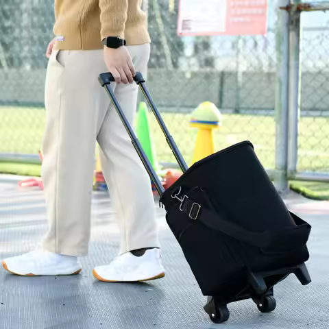 Rolling Speaker Bag with Retractable Handle Carrying Case Multi-pocket Storage Bag for Bose S1 Pro /