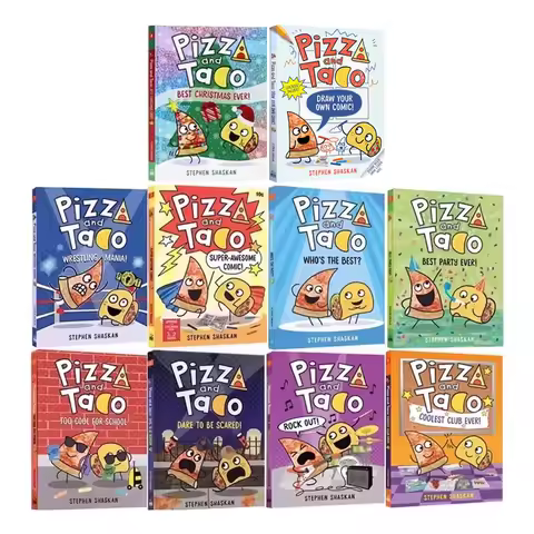 Pizza and Taco 10 Volumes English Primary Chapter Color Comic Novel Hardcover English Picture Book C