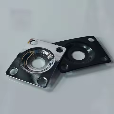 FLEOR 1pcs Guitar Jack Plate Curved Output Jack Plate Rectangle for Guitar Parts Chrome /Black