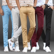 HY New Fashion Men Business Style Casual Pants Cotton Slim Fit Trousers Summer Long Pants