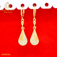 Bông Tai Nữ Đính Đá Dáng Dài Khuyên Tai Titan Xi Mạ Vàng 18k 24k Cao Cấp - Trang Sức Hava Hong Kong