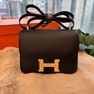 HERMES Constance mini 黑金 磨砂金釦epsom stamp K
