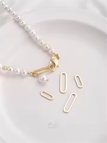 14K Gold Open Closed Loop Elliptical O-shaped Connection Earrings, Hanging Jewelry, Needle Earstuds,