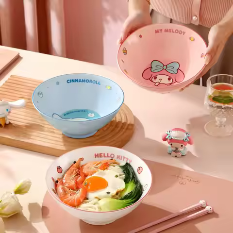 Cute Cartoon Sanrio My Melody Cinnamoroll Hellokitty Instant Noodles Bowl Household Ceramics Lamian 