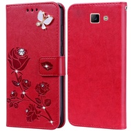 Diamond Embossing Print Rose Case For Samsung Galaxy J7 Prime 2 G611F G611 J 7 J7Prime2 Prime2 Book Leather Full Silicone Cover