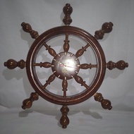 Hiasan Dinding Jam Kemudi Kapal Laut Jam Nakhoda Kayu Jati Ukuran Kecil dan Sedang Bisa Pilih