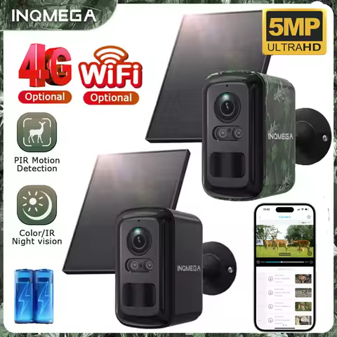 INQMEGA 5MP Mini Solar 4G Camera Outdoor Surveillance Camouflage Color WiFi Security Camera PIR Dete