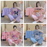 Kuromi pajamas | Women pajamas | Hello Kitty pajamas | Cinnamoroll pajamas | Round neck 3pcs pajamas