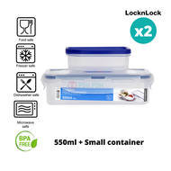 [SG Stock] [Bundle of 2] LocknLock PP Microwave Airtight Stackable Classic Food Container Rectangle 550ML with Small Container