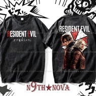 24h Shipping N9THNOVA Resident Evil Retro Game Washed Cotton T-shirt Unisex Streetwear 7