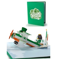 O26 - ️ 3D POP-UP ST CARD. PATRICK’S DAY – IRELAND LUCKY PLANE