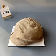 Nhật Bản Vải Lanh Cotton Mũ Cưỡi Ngựa Nữ Mùa Hè Chống Nắng Có Thể Gập Lại Mỏ Vịt Nắp Lười Xếp Ly Mũ