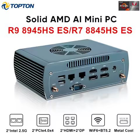 Topton FU03 Mini PC AMD Ryzen 9 8945HS ES 7 8845HS ES 2x2.5G LAN 2xDDR5 2xNVMe Barebone Firewall PC 