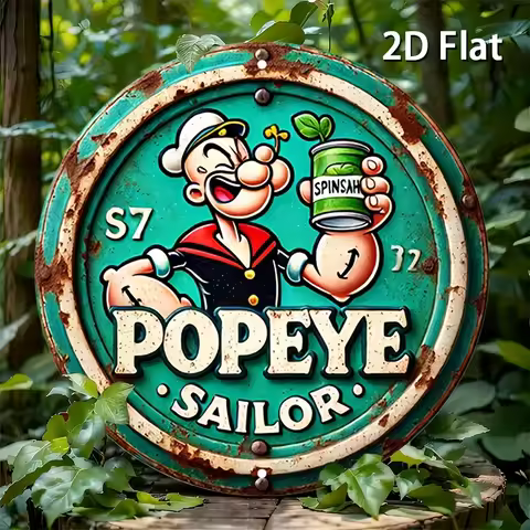 Vintage "Popeye The Sailor Man" Retro Distressed Green Design with Spinach Can Illustration, Nostalg