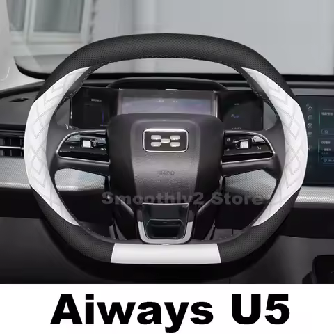 Leather Car Steering Wheel Cover For Aiways U5 2019-2023 Non-slip Covers For Covers Auto interior Ai