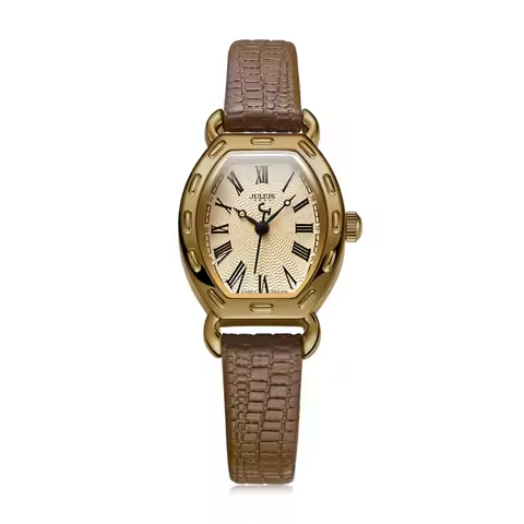 JULIUS JA-544 Wrist Watches For Women Small Dial Rome Number Genuine Leather Whatch Rose Gold Antiqu