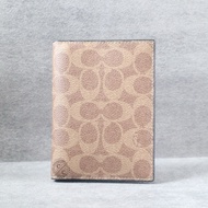 [100% ORIGINAL] C0ACH Passport Card Case in Signature Canvas Tan Black Wallet