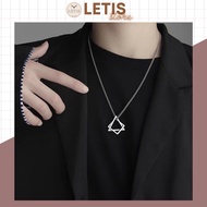 LETIS DC01 men's and women's necklace with silver titanium steel geometric pendant, simple style nec