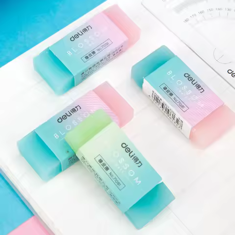 Deli Kawaii Jelly Gradient Color Pencil Eraser - Fewer Debris School Stationery Writing Rubber for S