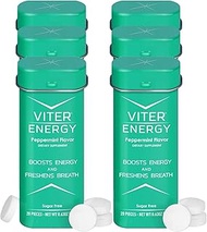 Viter Energy Caffeinated Mints 40mg Caffeine, B Vitamins, Sugar Free. (Peppermint, 20pcs, 6 Pack)