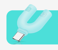 全城熱賣 - type-c圓孔音頻轉接頭馬卡龍色U型轉換頭電腦K歌圓孔轉接二合一（水藍色）