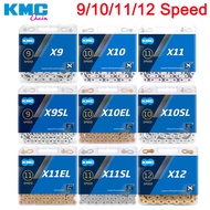 KMC Bike Chain X9 X10 X11 X12 EL SL Bicycle Chain Road MTB Silver Gold Chains 9s 10s 11s 12s Mountai