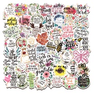 50pcs Floral Motivational Quotes Waterproof Sticker for Student Inspiring Words Sticker for Notebook