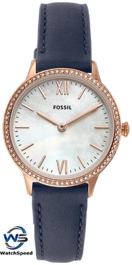Fossil FS5569 Quartz Addison Three-Hand Analog Rose Gold Stainless Steel Case Navy Blue Leather Men's  Watch