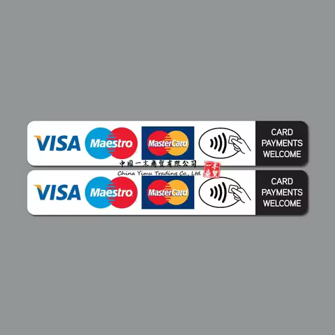2 X Contactless Card Payments Accepted Sticker Taxi Shop Visa Mastercard