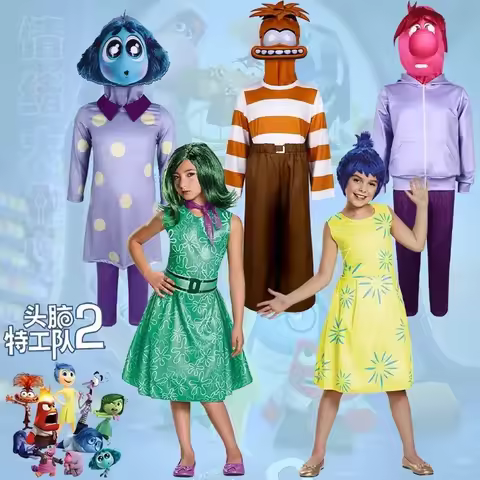 Inside Out 2 Costume Joy Disgust Dress Envy Anger Fear Anxiety Embarrassment Cosplay Halloween Carni