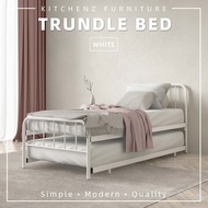 Homez 6.4FT Trundle Bed Frame Powder Coat Metal-HMZ-FYSB-0115-WHT/STB