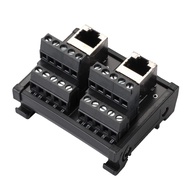 Jienk RJ45 8P8C DIN Rail Mount Ethernet Connector Distribution Breakout Board, Two Way RJ45 Vertical