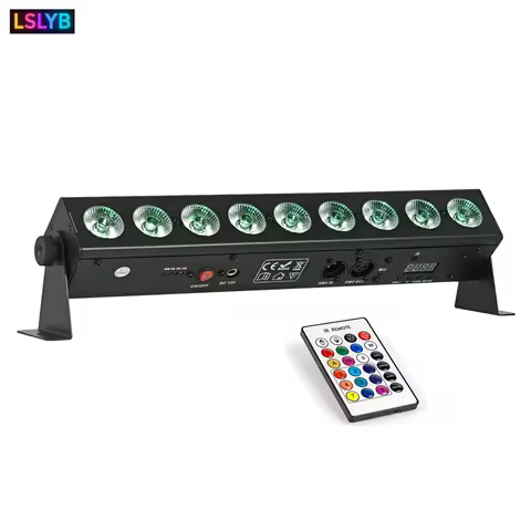 9x18w LED RGBWA+UV Rechargeable Stage Lights Bar DJ Lights Built-in 5200mAh Battery Remote Control W