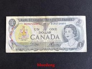 古董 古錢 硬幣收藏 加拿大1973年景觀版1元紙幣 品相如圖