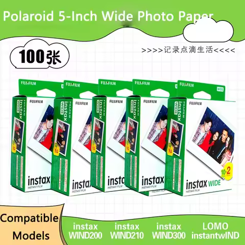 Fujifilm Instax Wide Film Black Border White Edge Paper 10 Sheets 5" Instant Photo Paper For Instax 